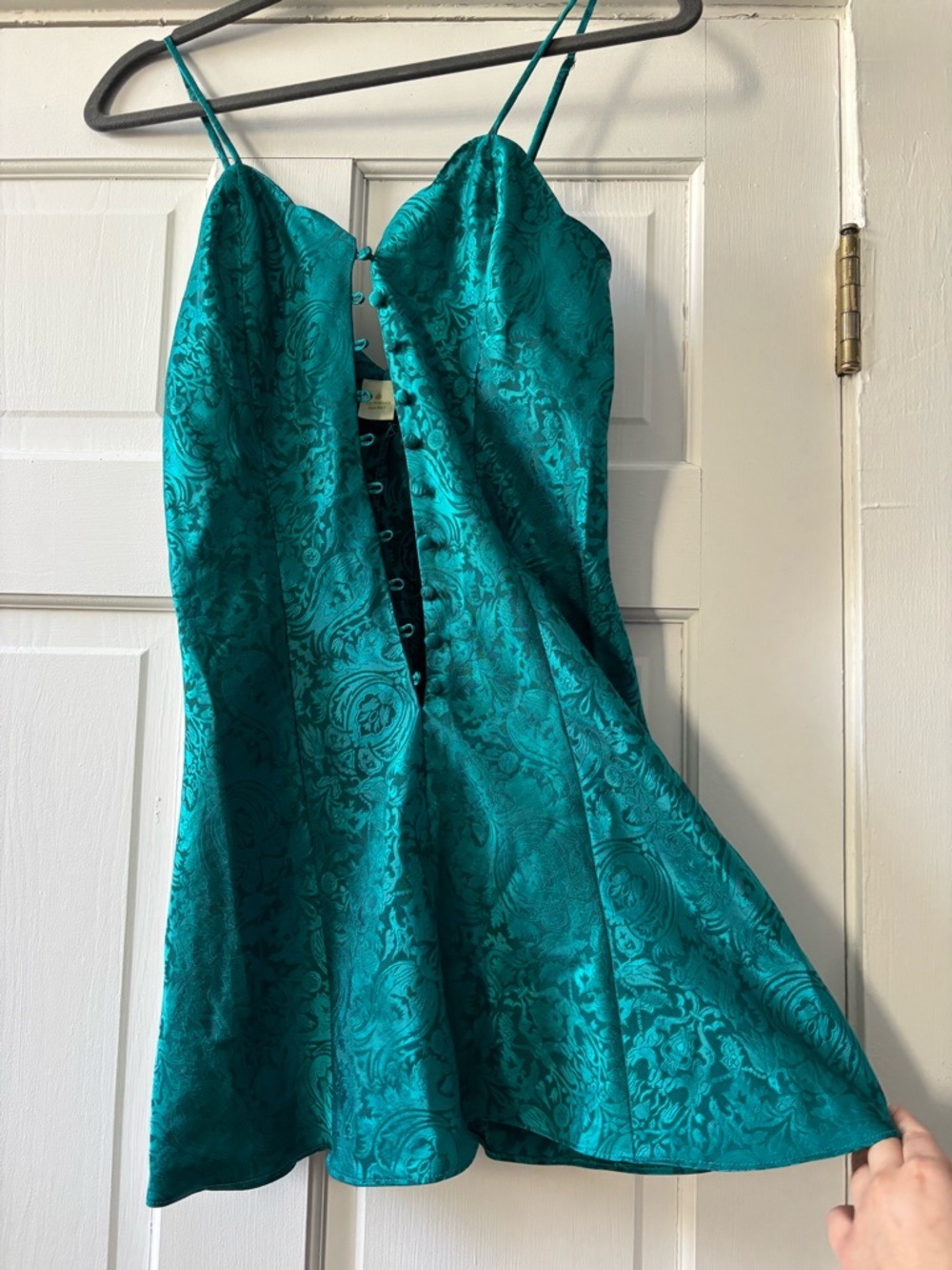 Victoria's Secret Teal Floral Jacquard Mini Slip Dress